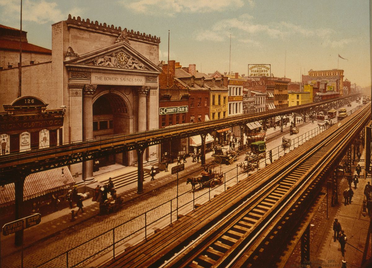 #18 The Bowery looking north, 1900