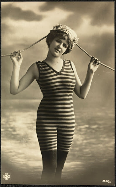 #19 Women wearing 1920s Swimsuit with matching stockings