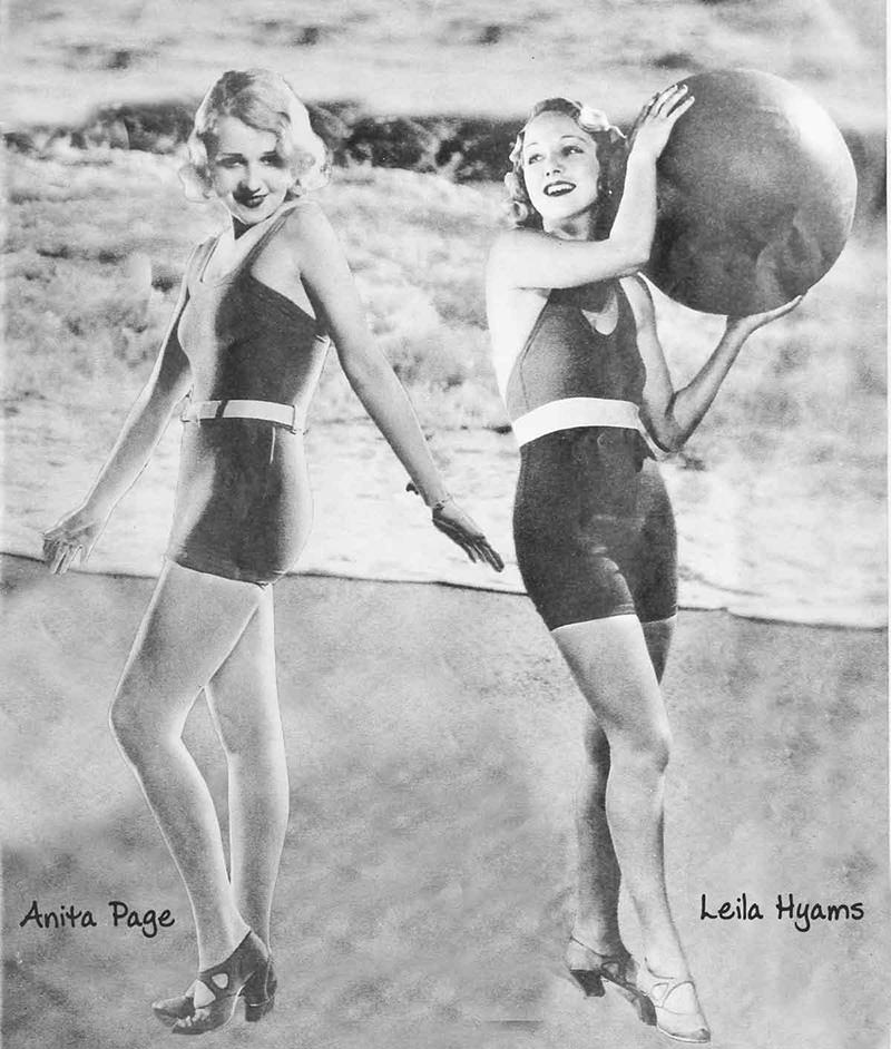 #36 Anita page & Leila Hymans -Stretchy synthetic fabrics, with higher-cut legs and lower cut necklines, 1930s