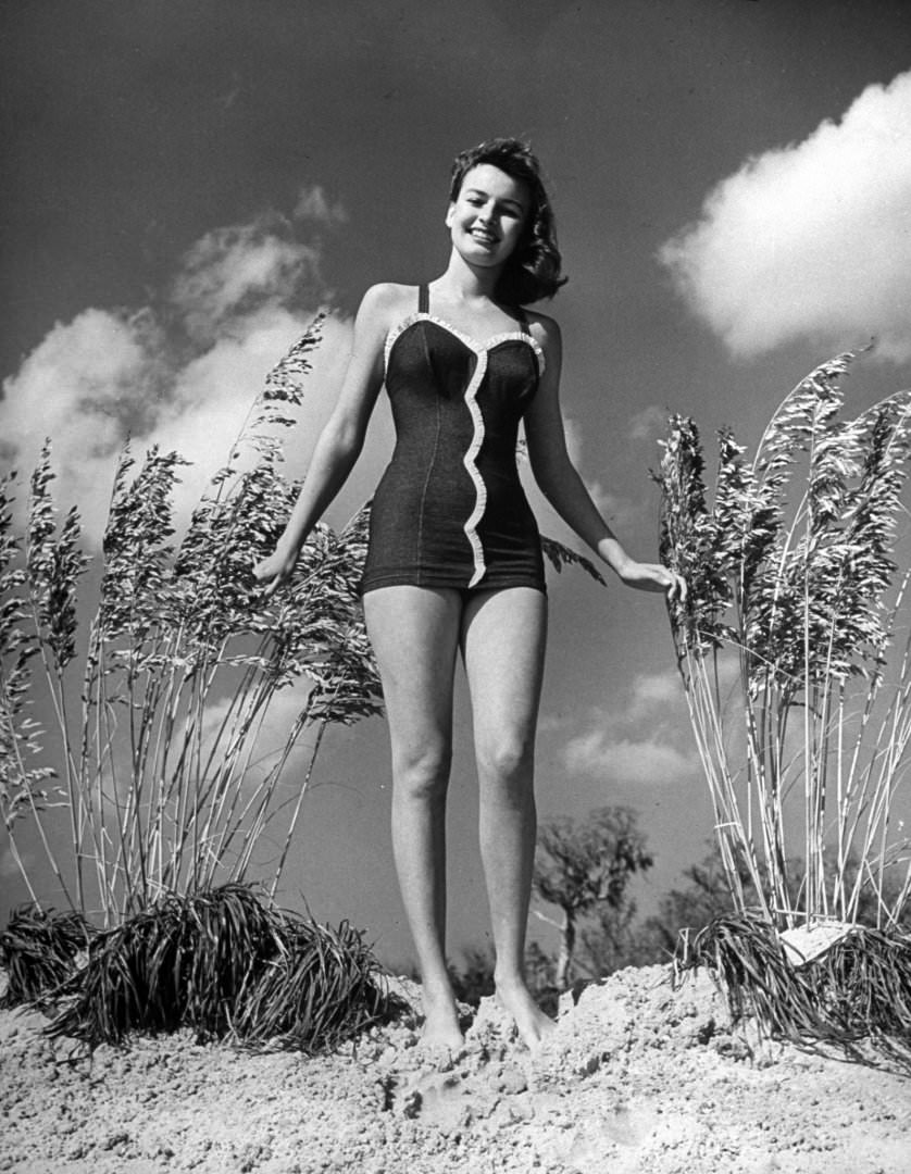 #46 Model posing in bathing suit in Florida, 1945