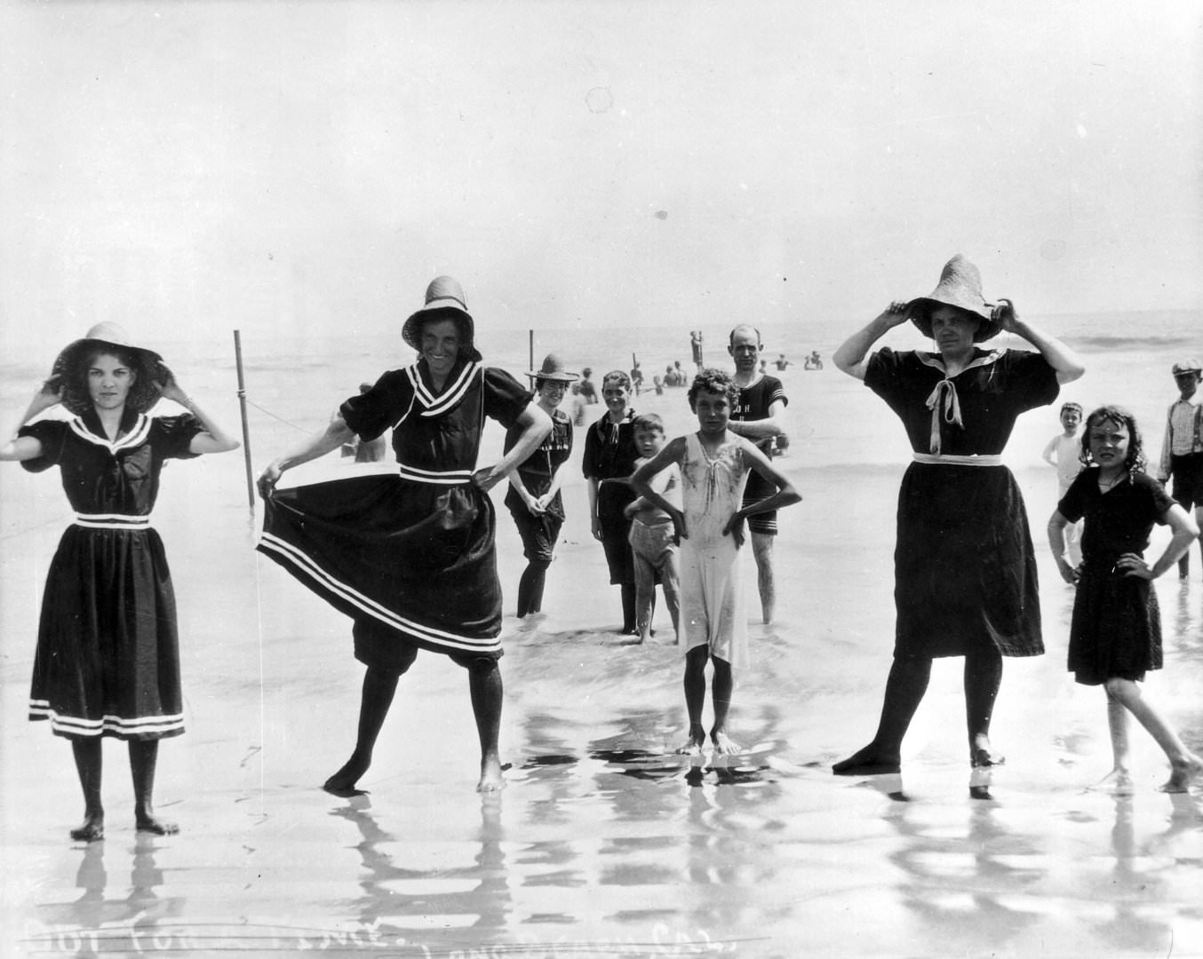 #5 Holidaymakersin bathing suits in the ocean surf at Santa Monica, Calif, 1890