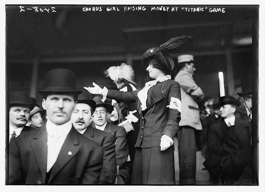 A “chorus girl” singing at a baseball game in 1912