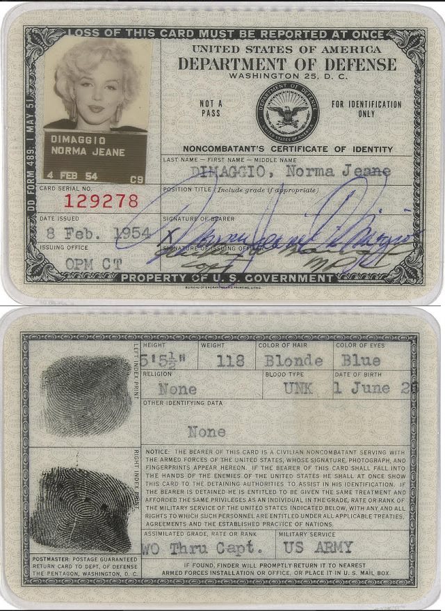 #51 Marilyn Monroe’s ID Card, 1954