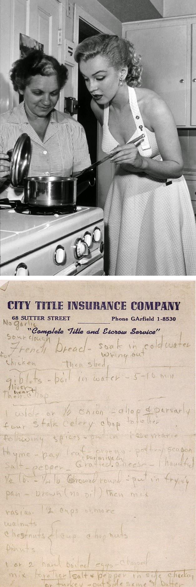 #61 Marilyn Monroe’s Handwritten Turkey-and-Stuffing Recipe From the 1950s