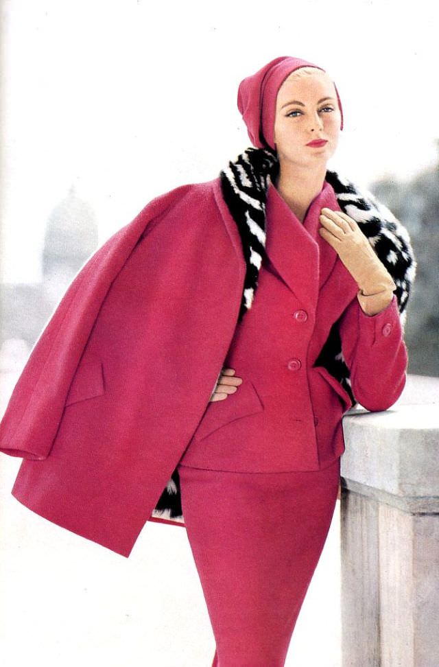 #37 Carmen wearing civet lined ensemble by Jean Patou, Britannia and Eve magazine, 1954.