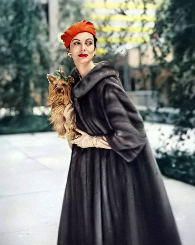 #51 Carmen in full length mink coat, 1958.
