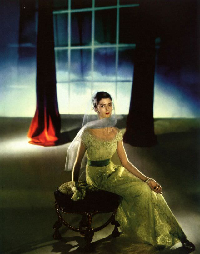 #17 Carmen Dell’ Orefice in lace dress by Hattie Carnegie, 1947.