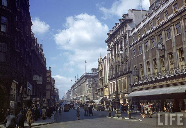 #7 Oxford Street in London shortly before the launching of the D-Day invasion of France during WWII.