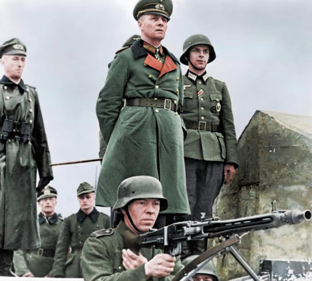 #21 Nazi General Erwin Rommel inspects defences ahead of D-Day. On the actual day of the invasion he was away from the front celebrating his wife’s birthday.