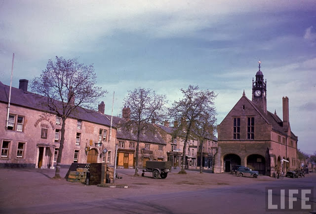 #9 Ammunition stockpiled in the town square for the impending D-Day invasion of France.