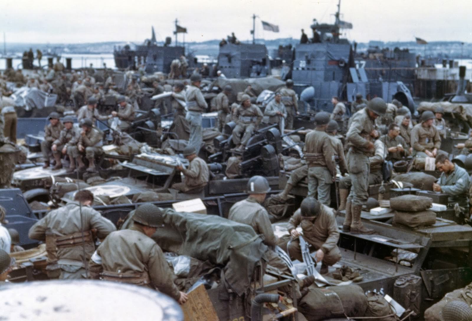#58 Men and equipment are massed together in landing craft in preparation for the big assault on the European continent. England.