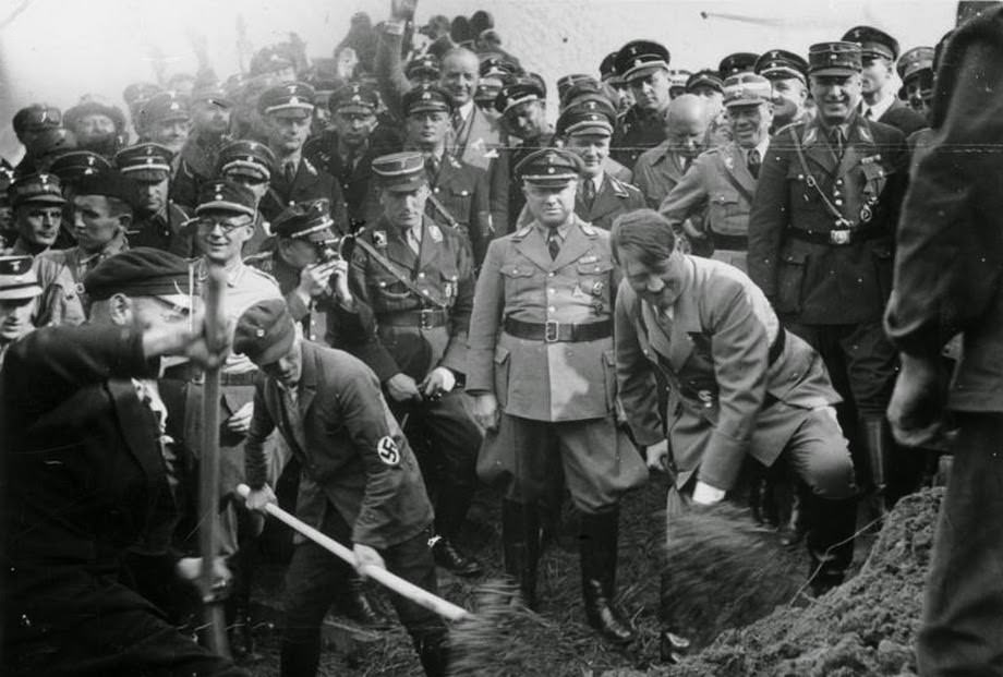 #6 Hitler at a construction site of a new autobahn (highway).