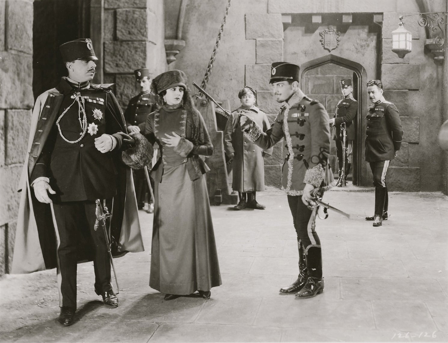 #33 Barbara La Marr in “The Prisoner of Zenda”, 1922 with with Stuart Holmes (on her right) and Ramon Novarro (on right in foreground)