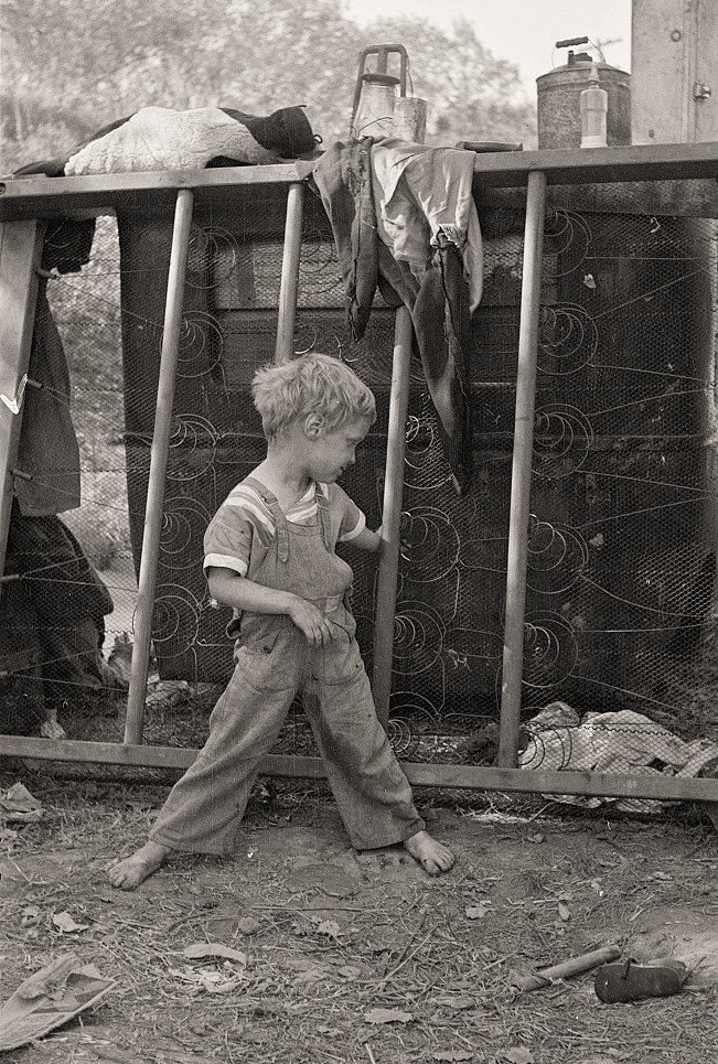 #35 Son of destitute migrant, American River camp, near Sacramento, California