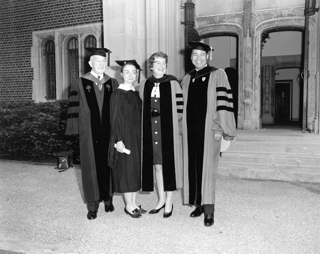 #14 Hillary at commencement with Ruth M. Adams, president of Wellesley, and distinguished guests, 1969
