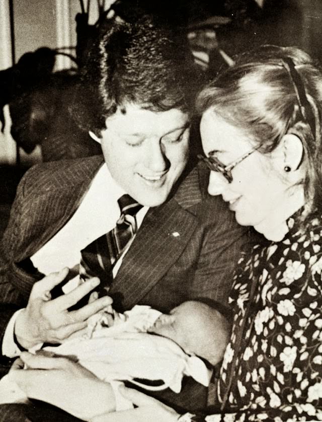 #34 Hillary and Bill on the day they brought Chelsea home from the hospital, 1980