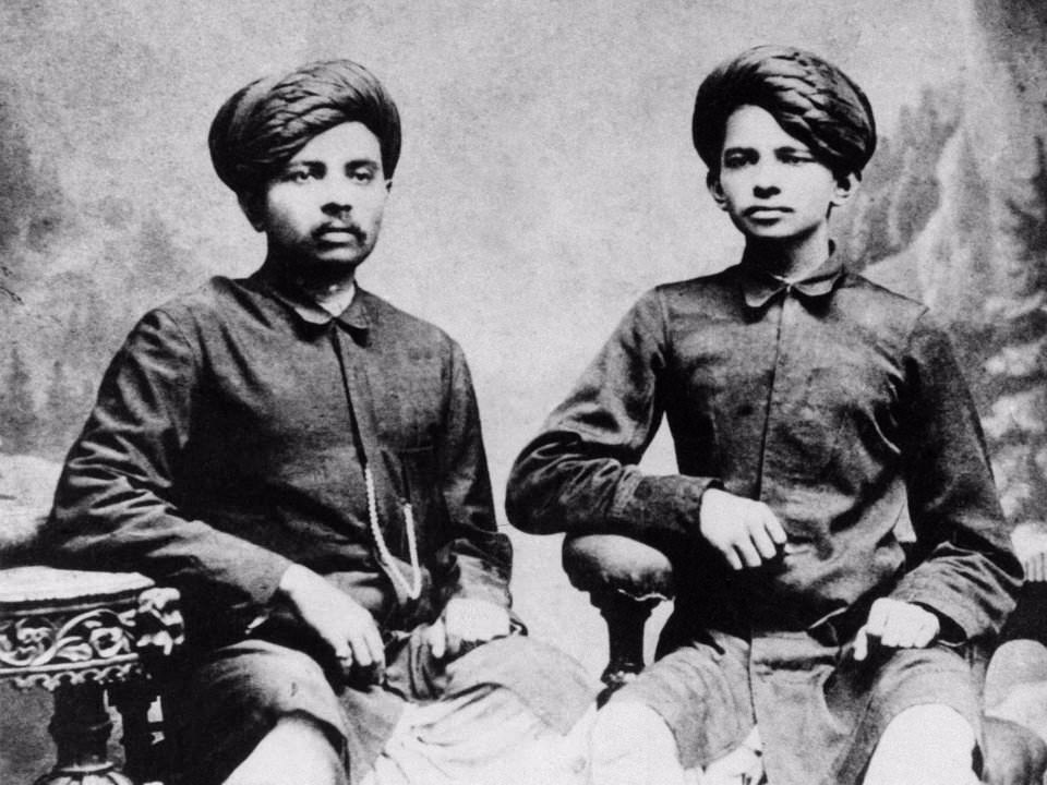 #17 Mahatma Gandhi, right, with his brother Laxmidas in 1886