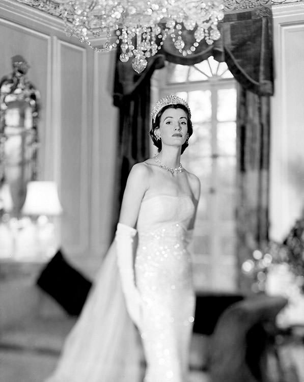 #53 Wenda Parkinson wearing a Norman Hartnell gown, 1950