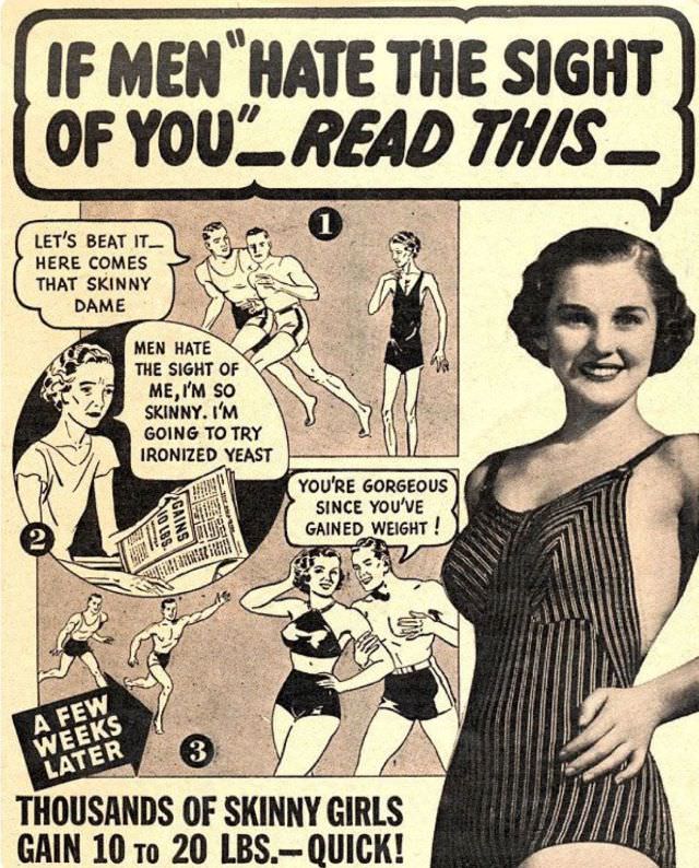 50+ Hilarious Vintage Ads Promoting Weight Gain For Women For Ridiculous Reasons Vintage Ads