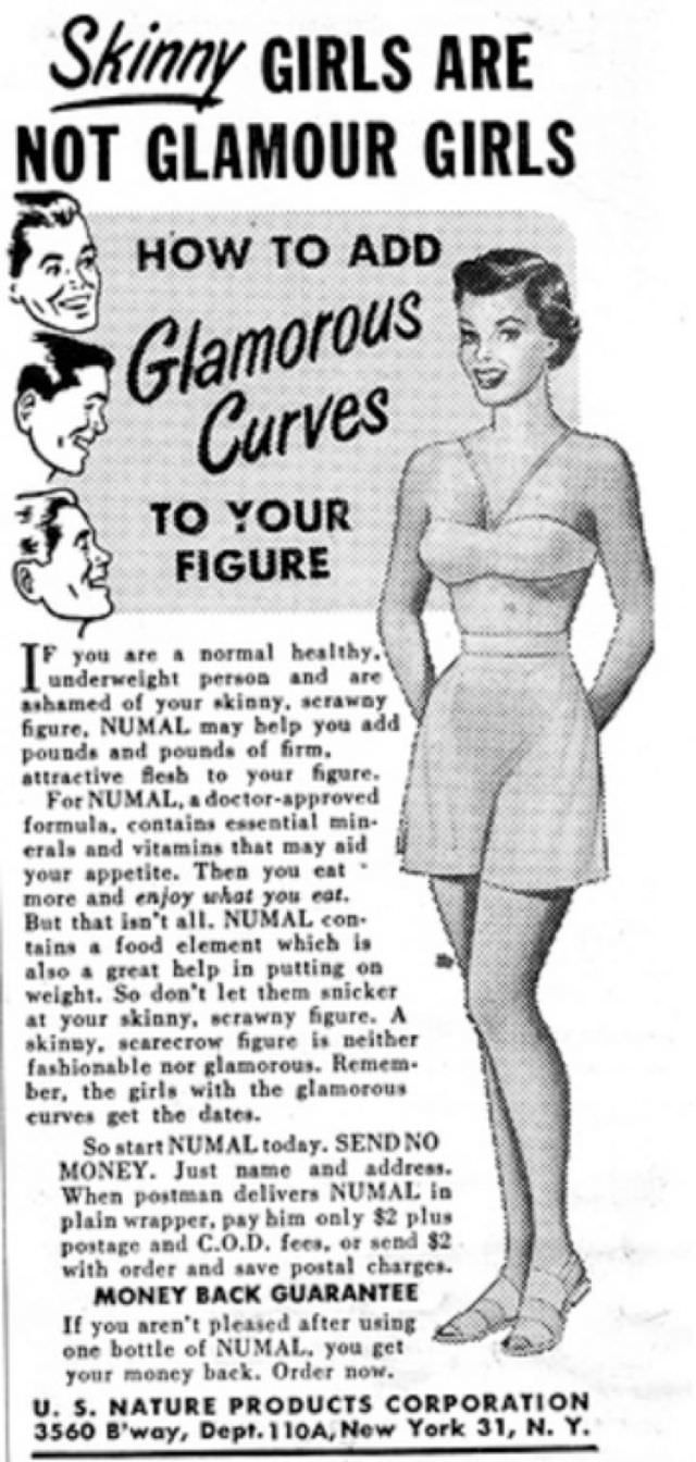 50+ Hilarious Vintage Ads Promoting Weight Gain For Women For Ridiculous Reasons Vintage Ads