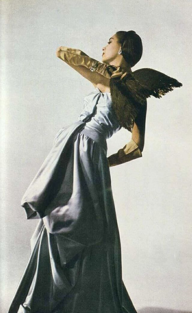 #36 Model Betty Threat in a Charles James evening dress, April 1947