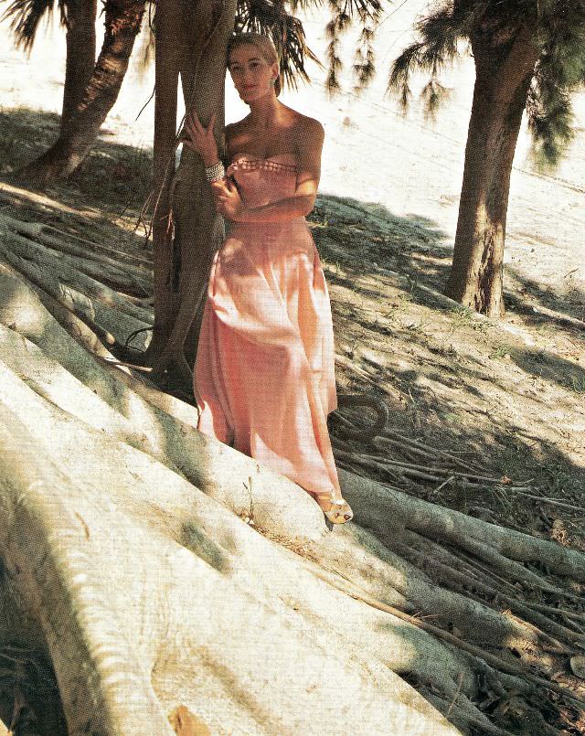 #37 Model in strapless summer evening dress by Adele Simpson, 1947