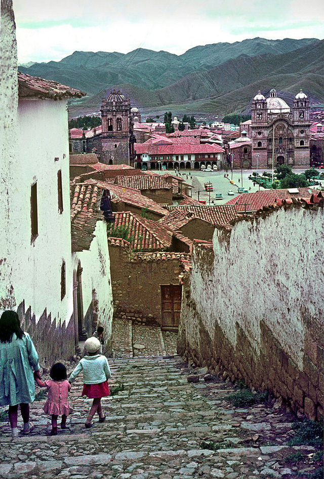 #5 Looking down to a corner of the Plaza de Armas, Cuzco, Peru, 1967