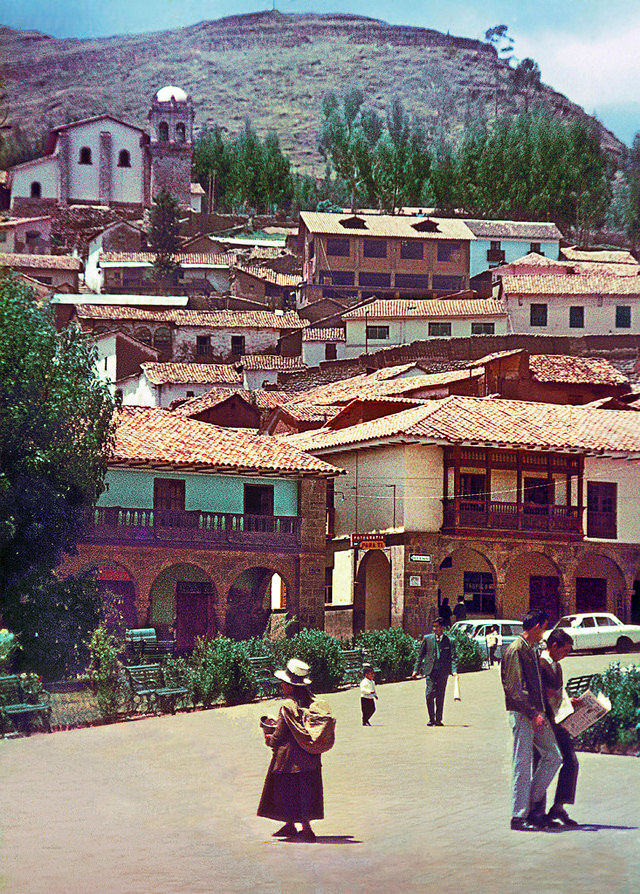 #1 People at the door of church or cathedhral, Cuzco, Peru, 1960