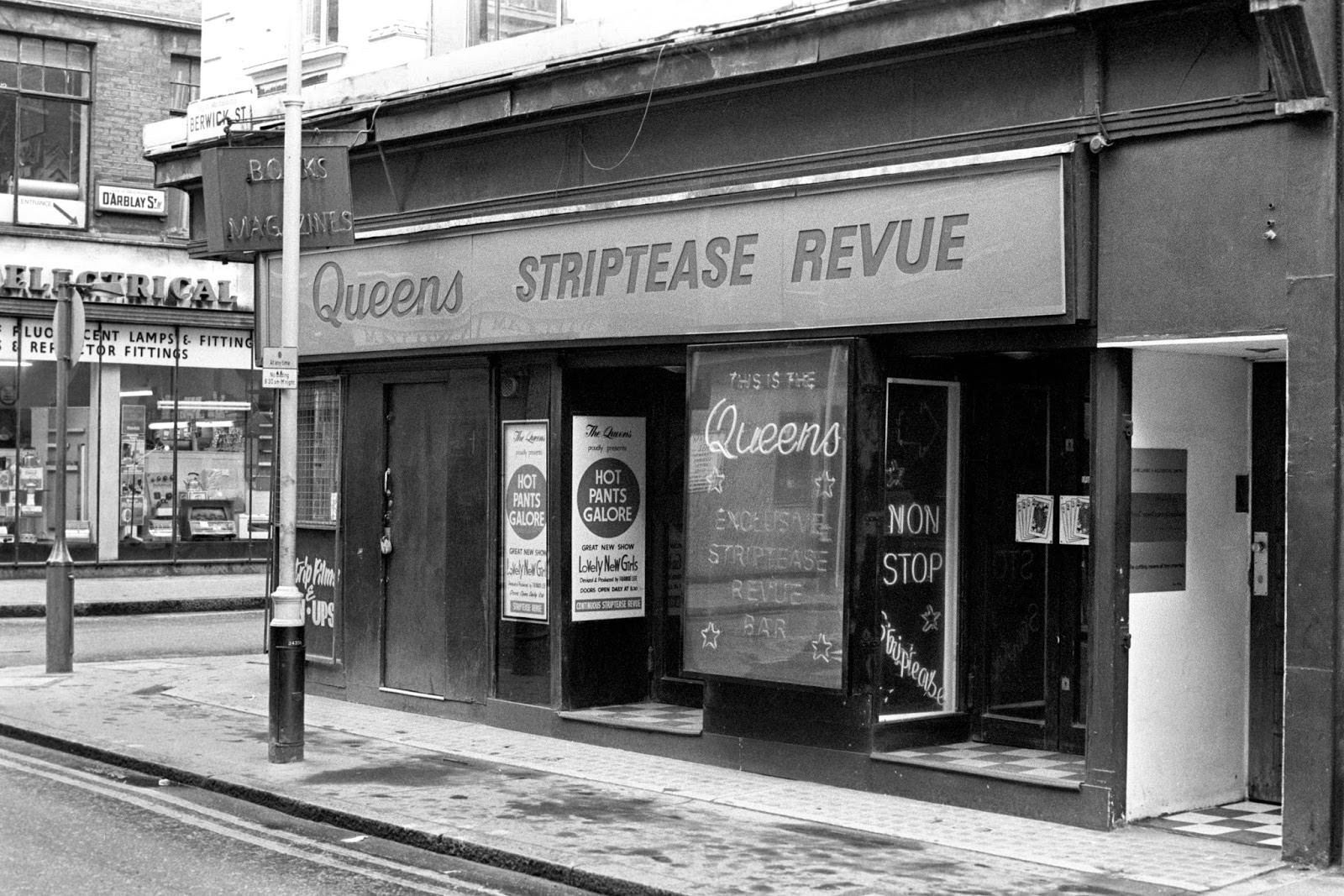 #32 Queens Striptease Revue Berwick Street, Soho, 1972