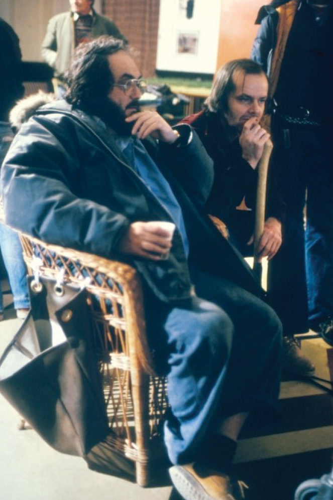#32 Jack Nicholson and Stanley Kubrick watching video playback.