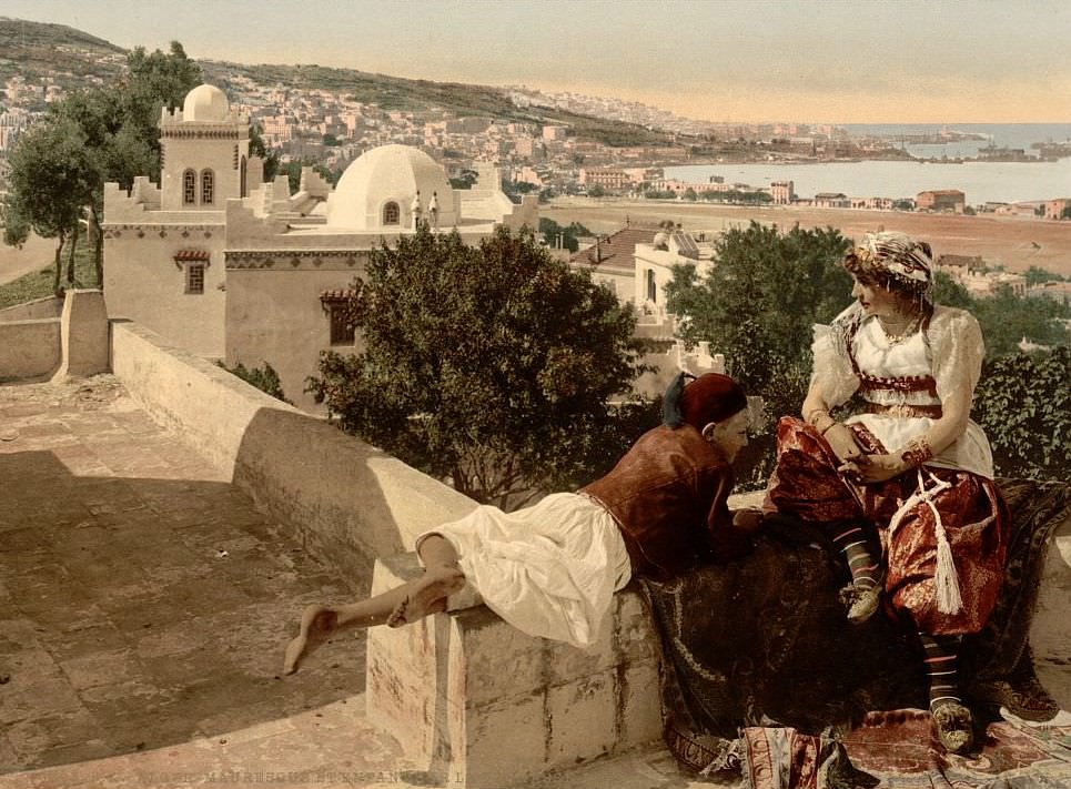 #32 Moorish woman and child on the terrace, I, Algiers, Algeria