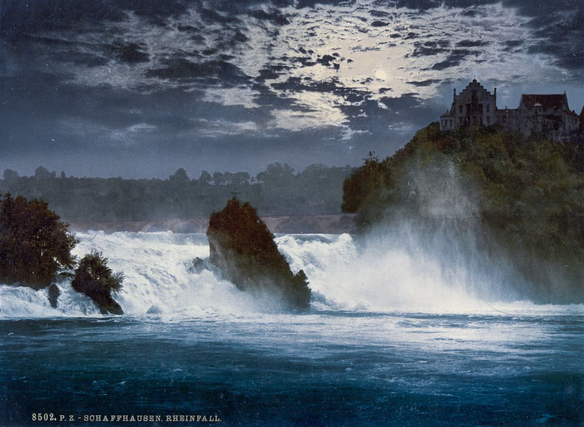 #13 The falls of the Rhine by moonlight, Schaffhausen.