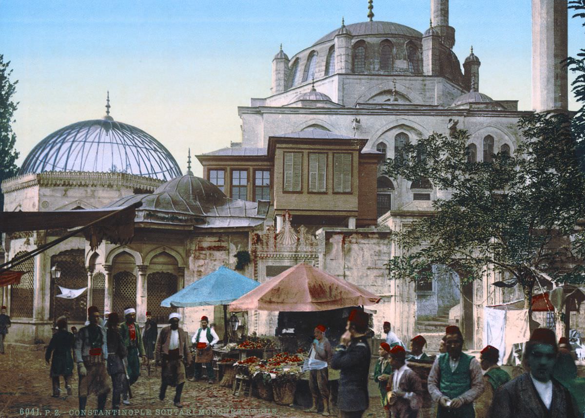 #47 A mosque and street market.