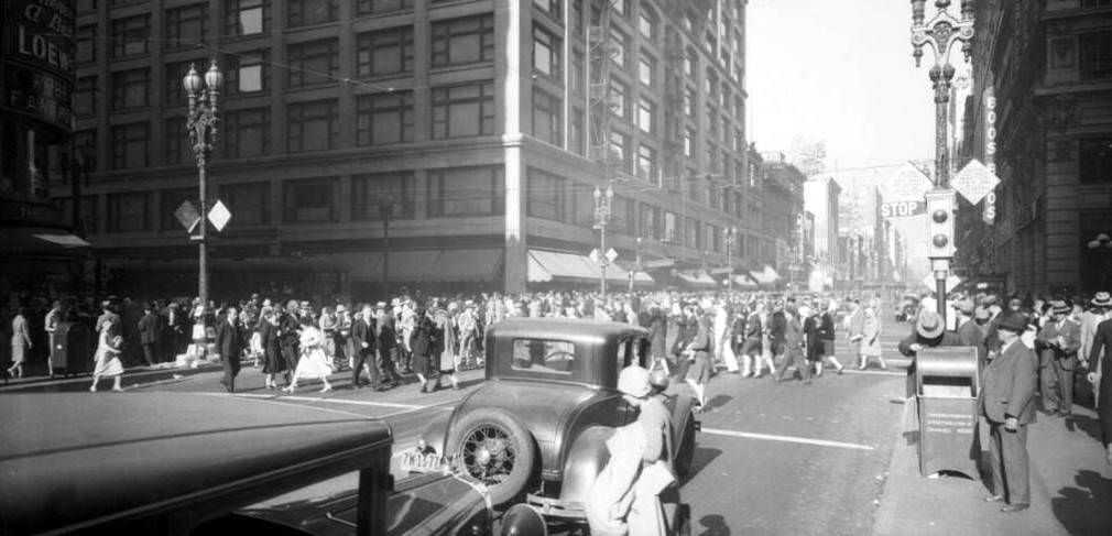#11 Looking north on Broadway at 7th Street, 1931