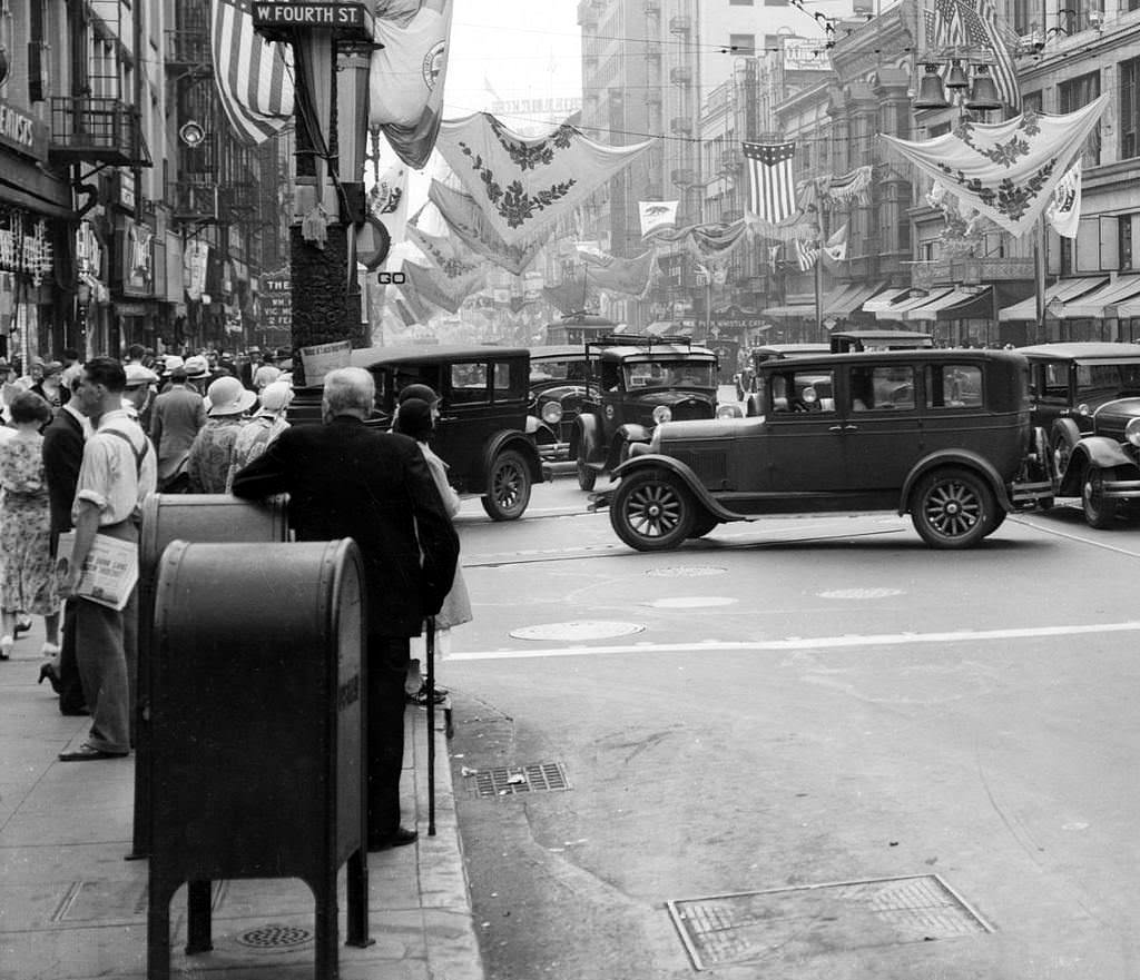 #12 Looking south on Broadway from 4th Street, 1931
