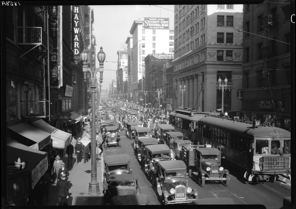 #1 Traffic at Seventh and Spring, 1930