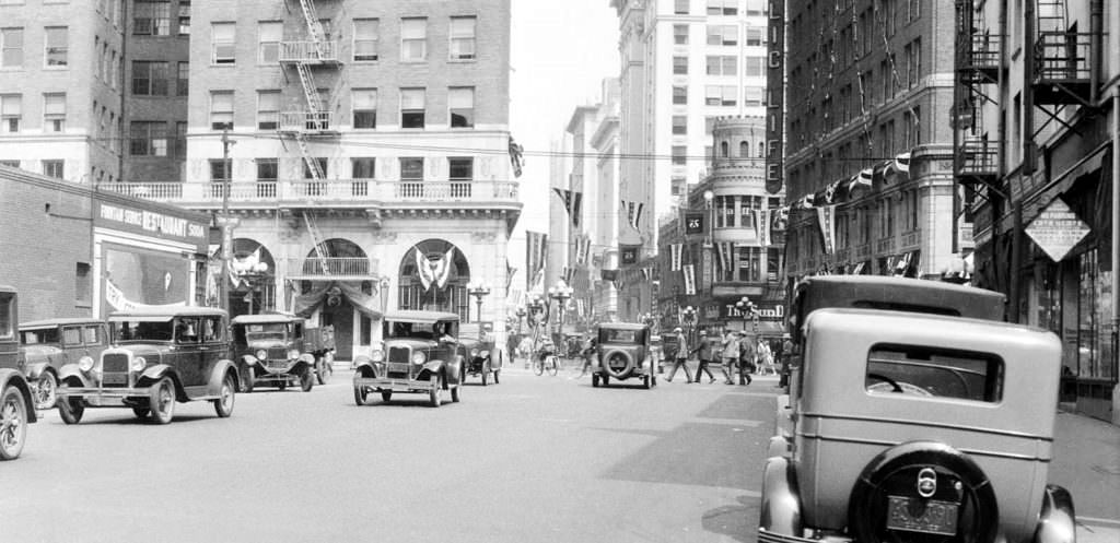 #67 Looking west on 8th Street from Main, ca. 1930s