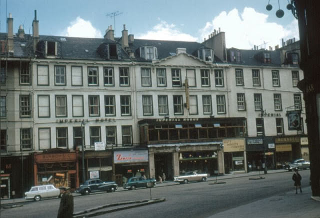 #4 Imperial Hotel, Leith Street, from the junction with Little King Street (the pub on the right is Moir’s Bar), Edinburgh, 1961
