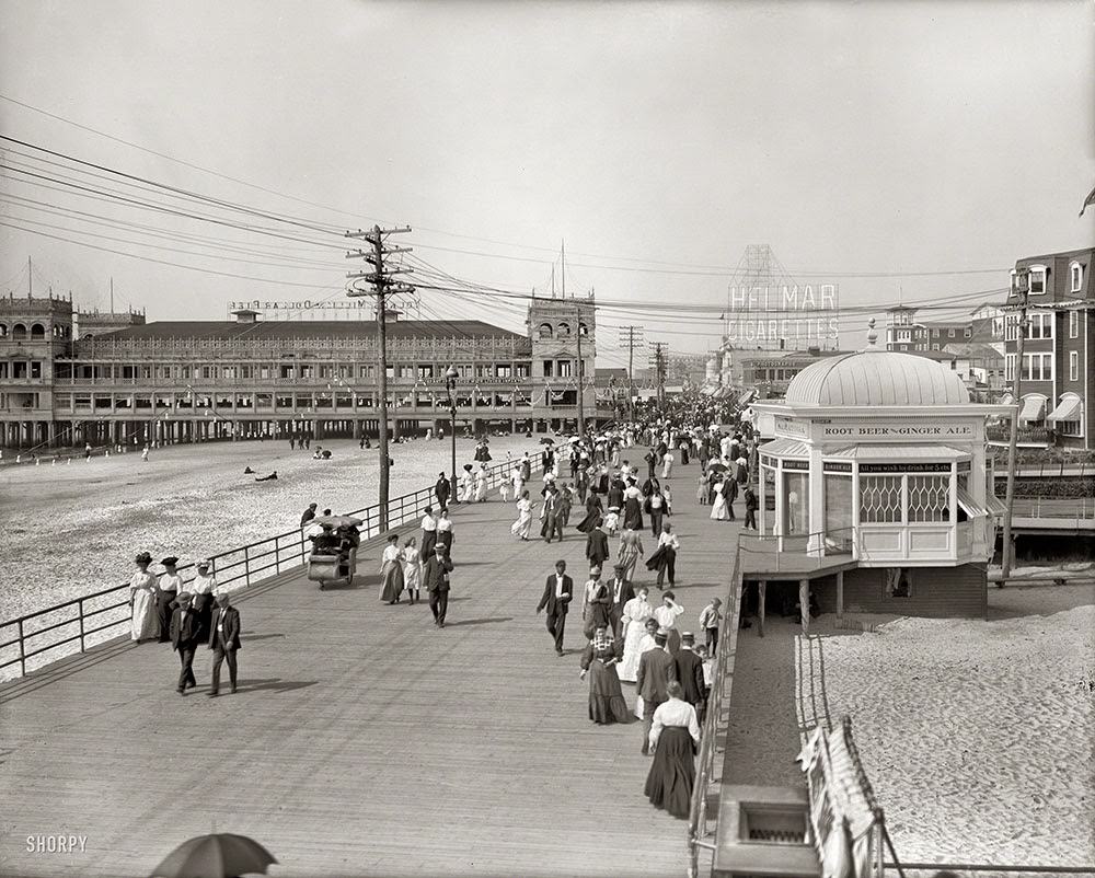 #21 The Jersey Shore circa 1908. On the Boardwalk, Atlantic City.