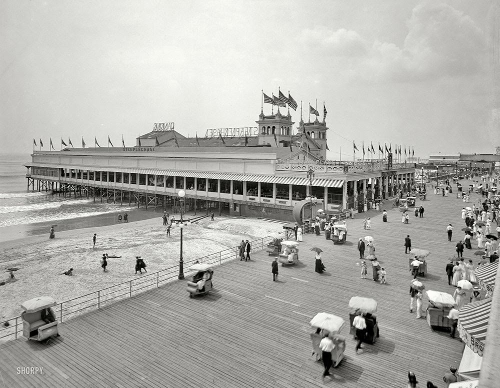 #39 The Jersey Shore circa 1910. Steeplechase Pier and Boardwalk, Atlantic City.