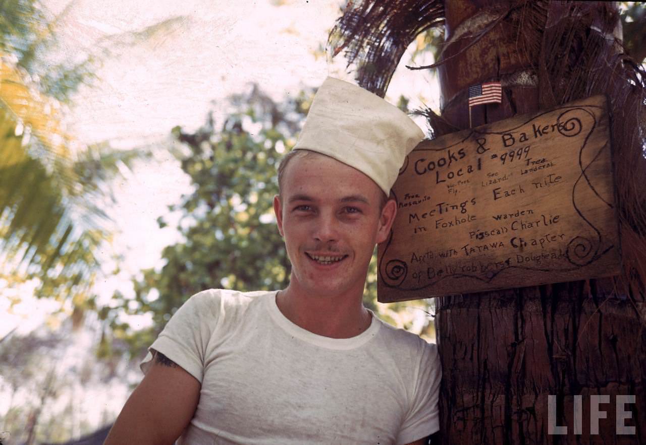 #35 Young military cook on Tarawa during WWII.