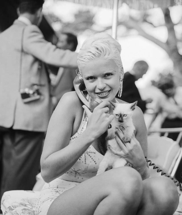 #51 Jayne Mansfield with her cat
