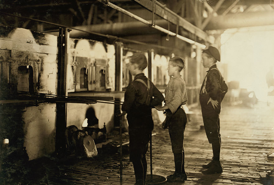 #65 Boys at lehr, economy glass works. Location: Morgantown, west Virginia