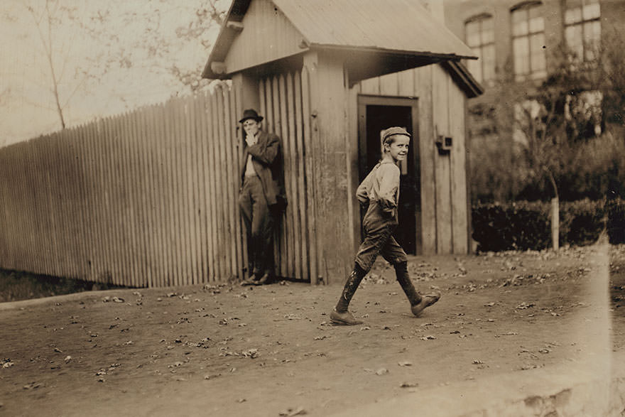 #68 Boys going to work, Merrimac mills, noon-hour. Location: Huntsville, Alabama