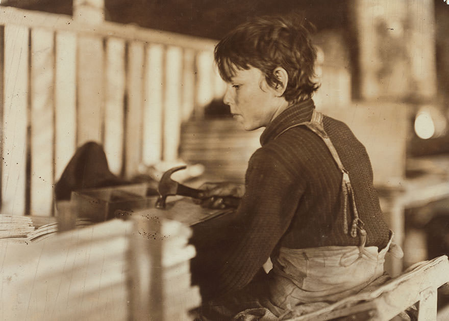 #83 Boy making melon baskets, a basket factory, Evansville, ind. Location: Evansville, Indiana