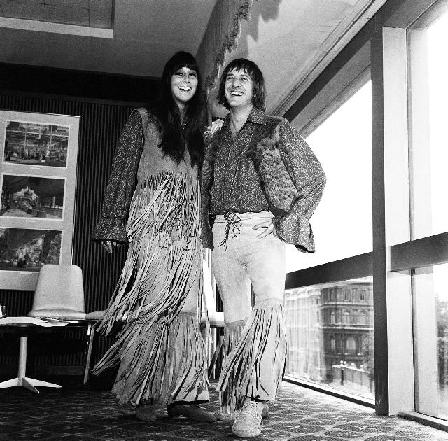 #1 Sonny and Cher at Hilton Hotel during a press reception, London. Photo by Eric Harlow, 1965