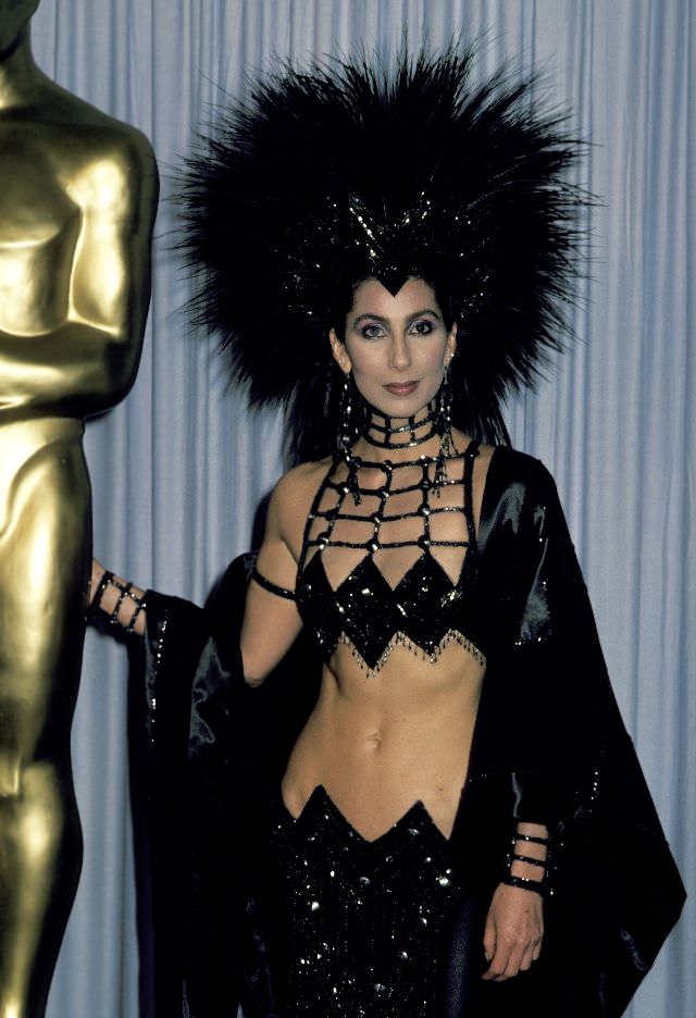 #27 Cher attends the 58th Annual Academy Awards at the Dorothy Chandler Pavillion in Los Angeles. Photo by Jim Smeal, 1986