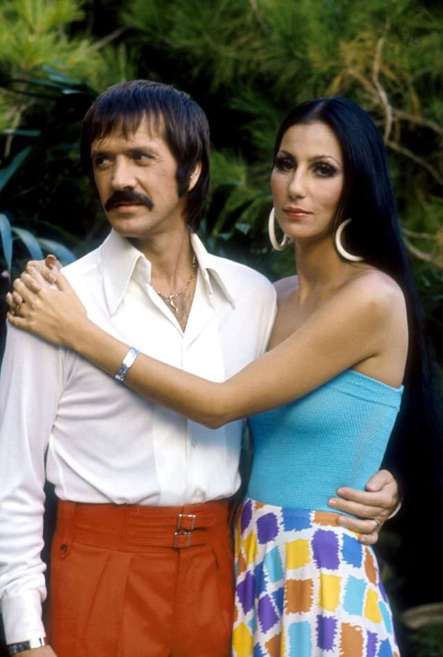 #7 Sonny Bono and Cher pose for a promotional photo for ‘The Sonny and Cher Show.’ Photo by Martin Mills, 1970