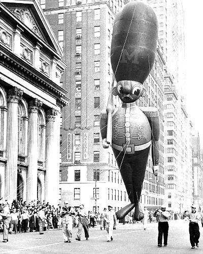 Balloon toy soldier has martial air floating down the avenue in the Macy’s Thanksgiving Day parade.