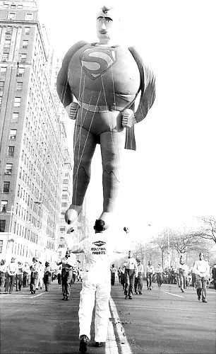 It’s not a bird and it’s not a plane, it’s Superman in the 1966 Macy’s Thanksgiving Day parade